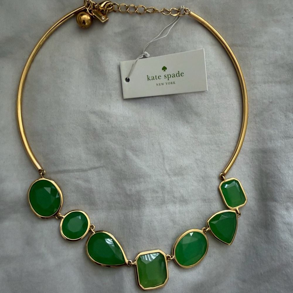 Kate Spade Gold-Tone Necklace with Green Faceted Stones